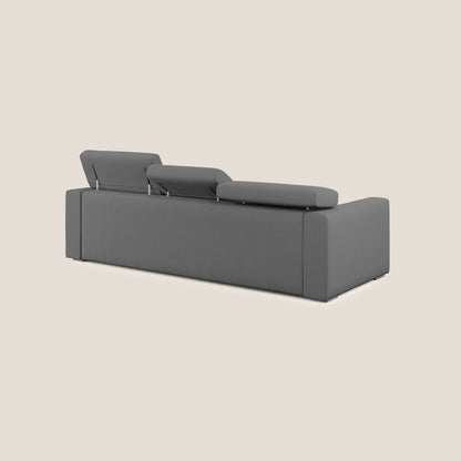 Dylan divano angolare con estraibile a cassettone in tessuto fiammato simil cotone impermeabile T19 antracite 