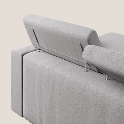 Dylan divano angolare con estraibile a cassettone in tessuto fiammato simil cotone impermeabile T19 grigio 