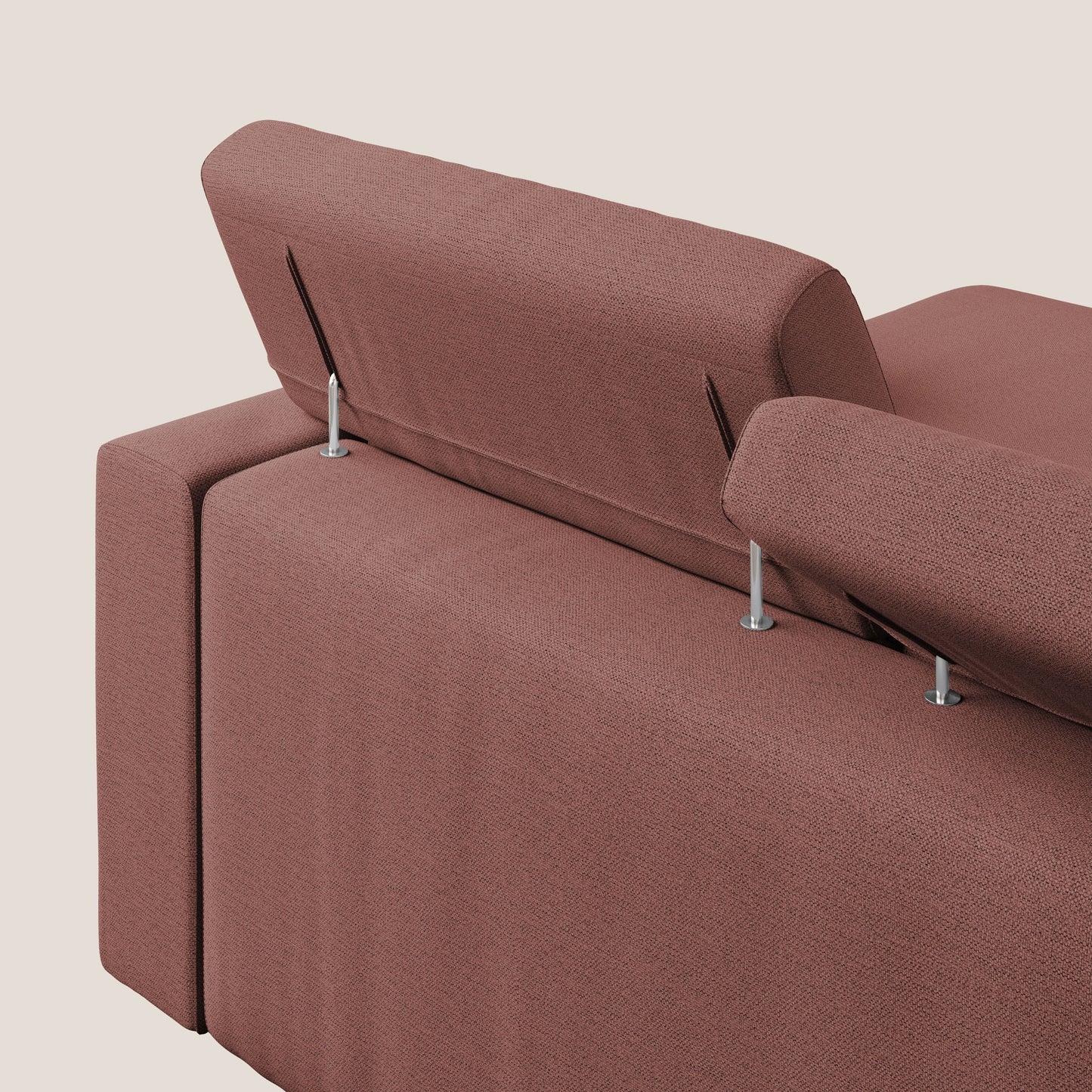 Dylan divano angolare con estraibile a cassettone in tessuto fiammato simil cotone impermeabile T19 salmone 