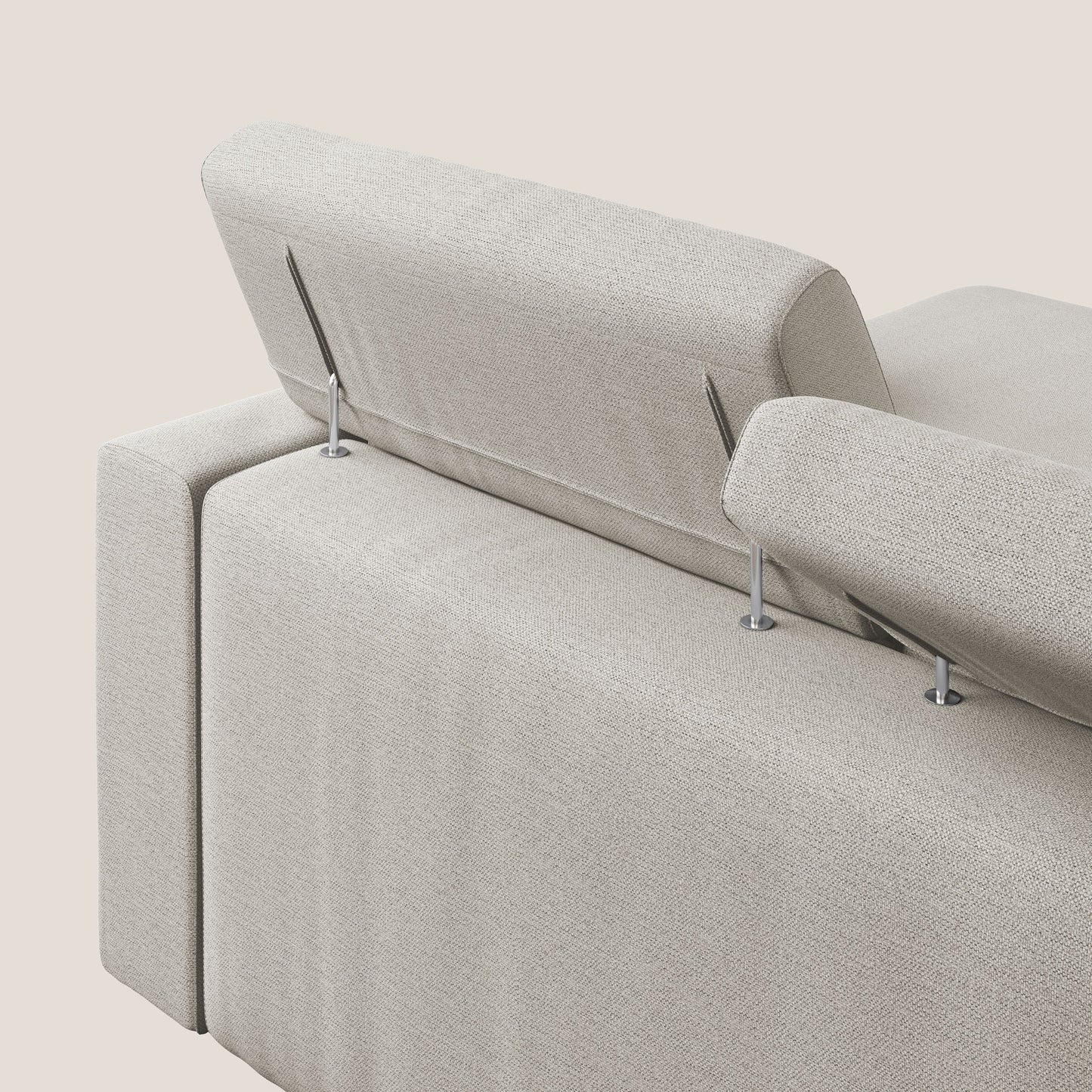 Dylan divano angolare con estraibile a cassettone in tessuto fiammato simil cotone impermeabile T19 panna 