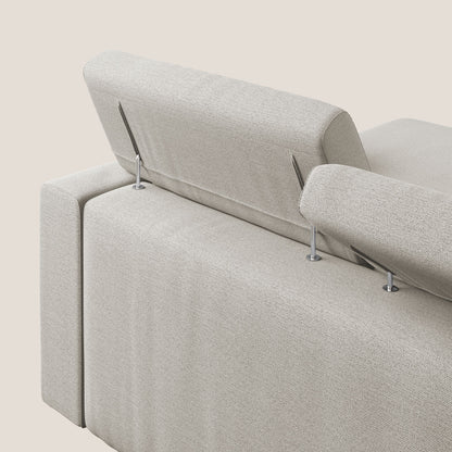 Dylan divano angolare con estraibile a cassettone in tessuto fiammato simil cotone impermeabile T19 panna 