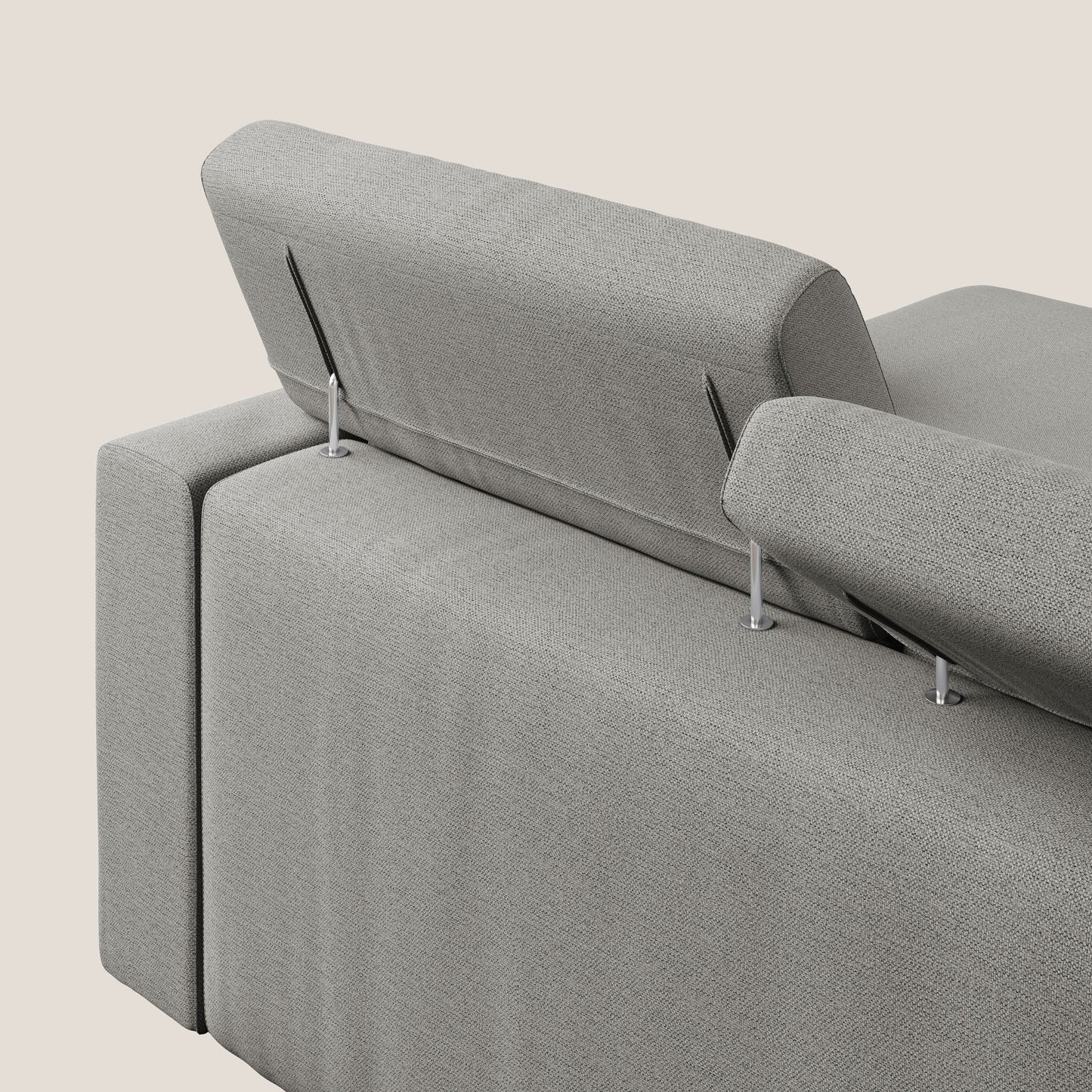 Dylan divano angolare con estraibile a cassettone in tessuto fiammato simil cotone impermeabile T19 beige 