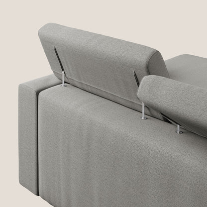 Dylan divano angolare con estraibile a cassettone in tessuto fiammato simil cotone impermeabile T19 beige 