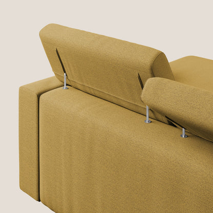 Dylan divano angolare con estraibile a cassettone in tessuto fiammato simil cotone impermeabile T19 giallo 