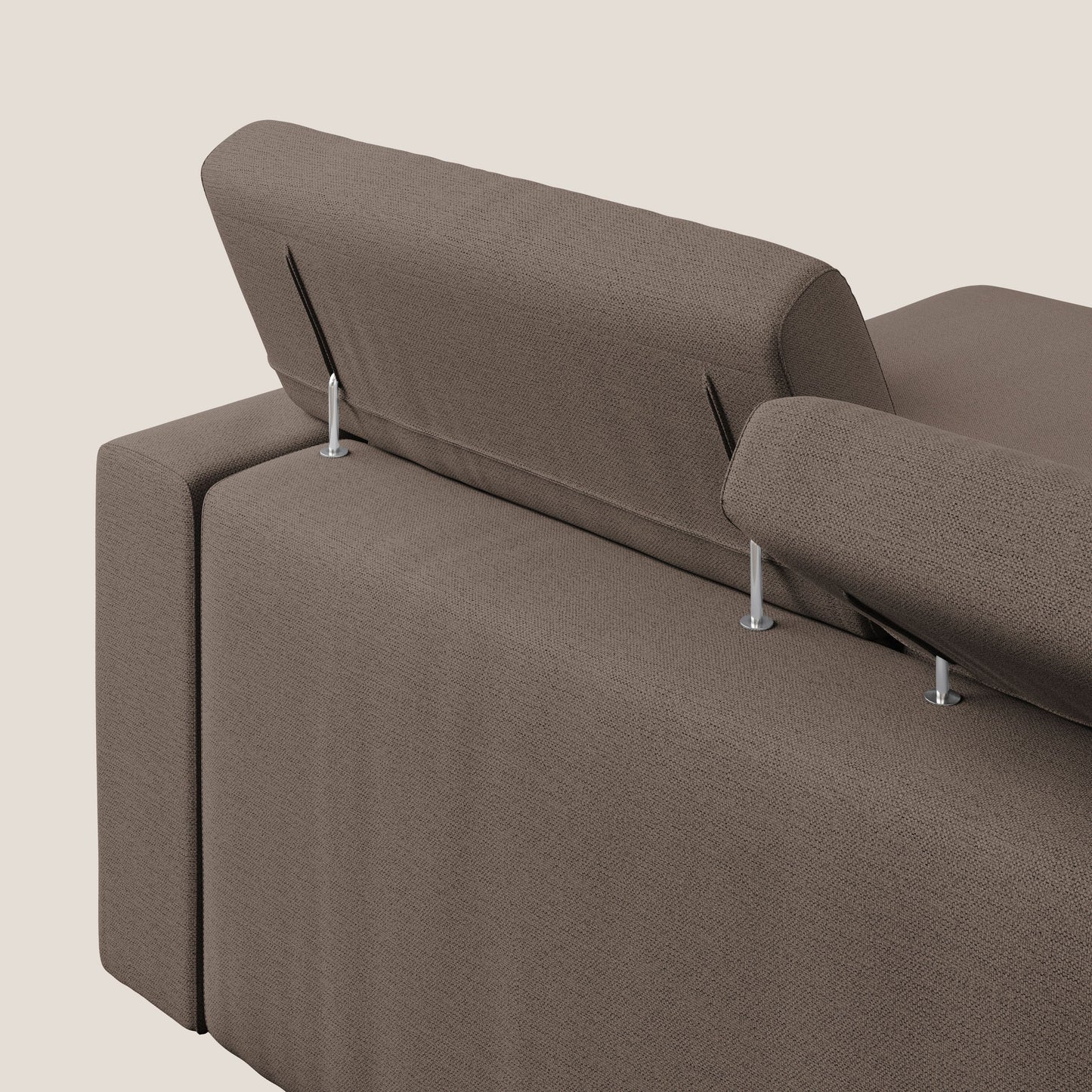 Dylan divano angolare con estraibile a cassettone in tessuto fiammato simil cotone impermeabile T19 marrone 