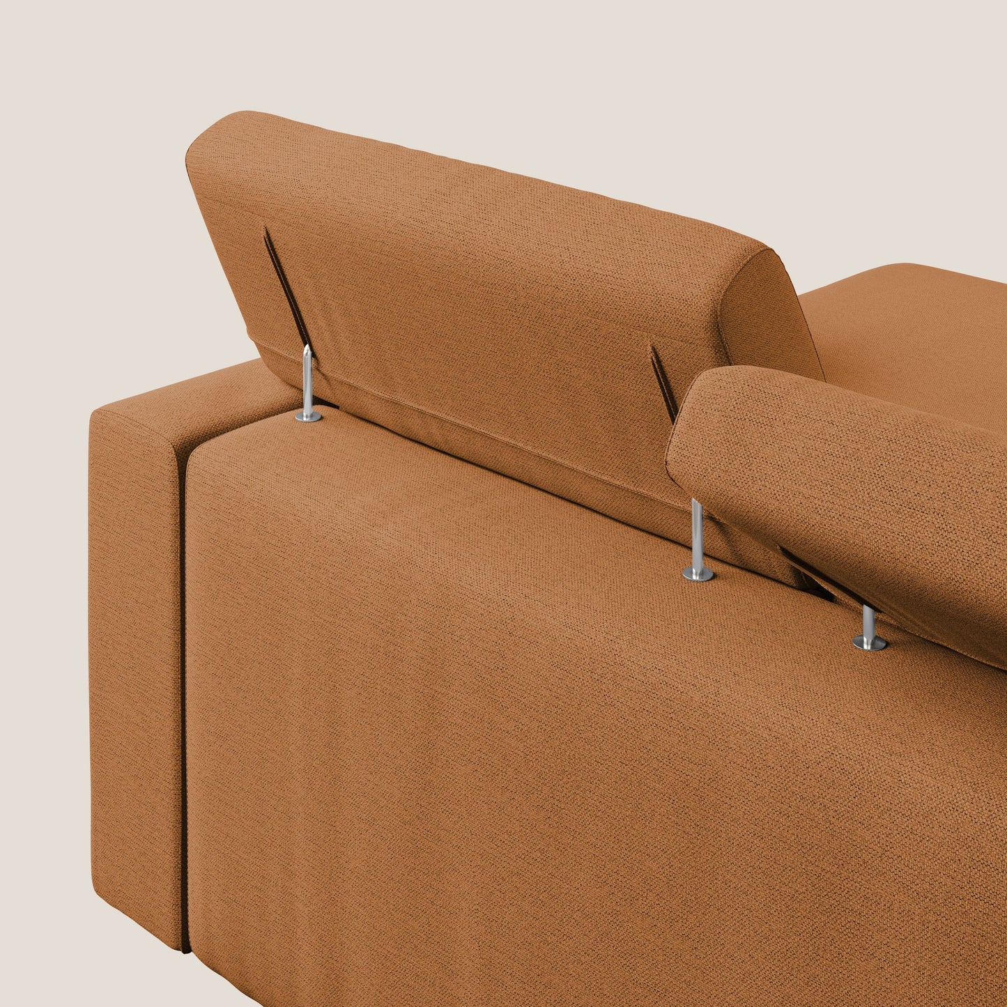 Dylan divano angolare con estraibile a cassettone in tessuto fiammato simil cotone impermeabile T19 arancio 