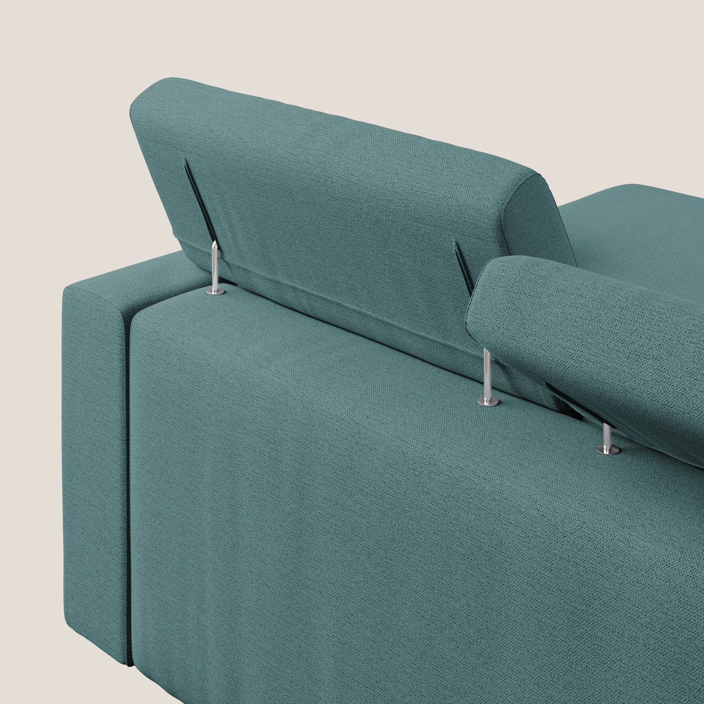 Dylan divano angolare con estraibile a cassettone in tessuto fiammato simil cotone impermeabile T19 petrolio 