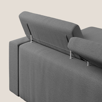 Dylan divano angolare con estraibile a cassettone in tessuto fiammato simil cotone impermeabile T19 antracite 