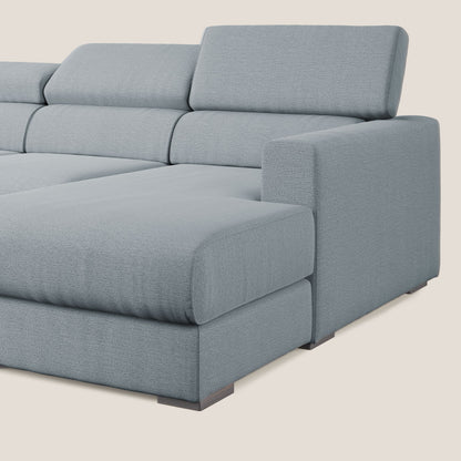 Dylan divano angolare con estraibile a cassettone in tessuto fiammato simil cotone impermeabile T19 carta da zucchero 