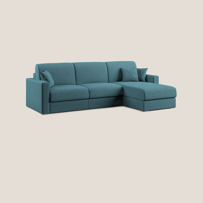 Best Divano letto angolare con penisola in tessuto smacchiabile QuickClean T08 azzurro