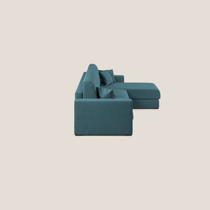 Best Divano letto angolare con penisola in tessuto smacchiabile QuickClean T08 azzurro