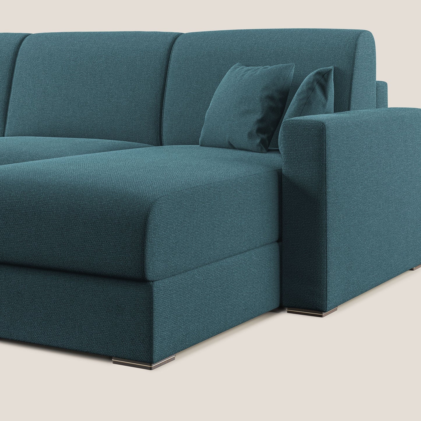 Best Divano letto angolare con penisola in tessuto smacchiabile QuickClean T08 azzurro