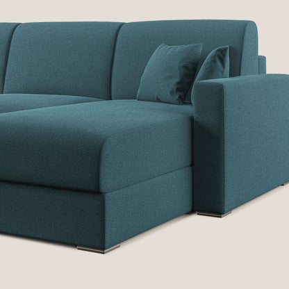 Best Divano letto angolare con penisola in tessuto smacchiabile QuickClean T08 azzurro