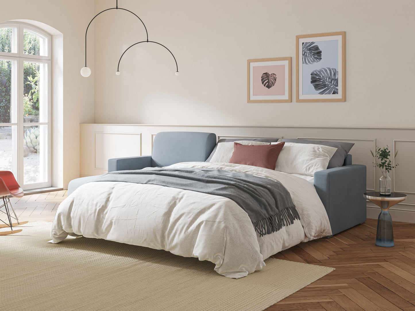 Best Divano letto angolare in tessuto impermeabile T02 verde