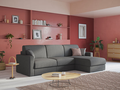 Best Divano letto angolare con penisola in tessuto smacchiabile QuickClean T08 marrone