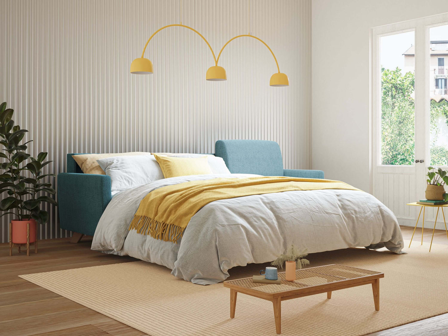 Edgar divano letto angolare in tessuto felis impermeabile T03 azzurro