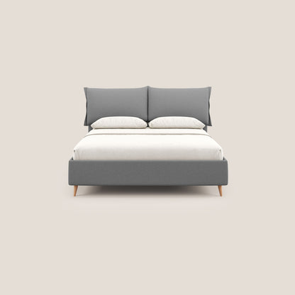 Elettra letto contenitore imbottito e sfoderabile con cuscini testata in tessuto impermeabile T13 grigio 