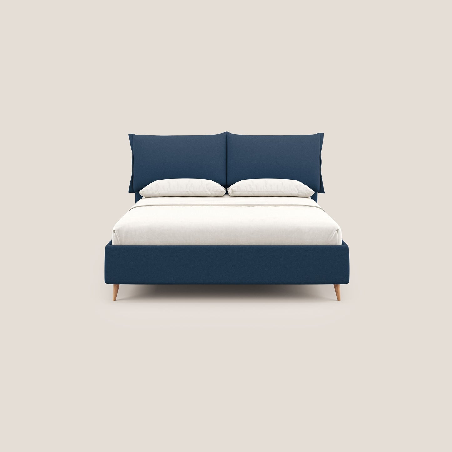 Elettra letto contenitore imbottito e sfoderabile con cuscini testata in tessuto impermeabile T13 blu 