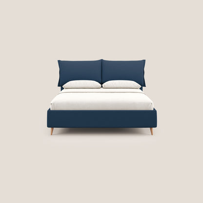 Elettra letto contenitore imbottito e sfoderabile con cuscini testata in tessuto impermeabile T13 blu 