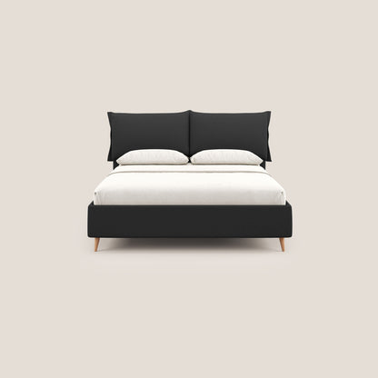 Elettra letto contenitore imbottito e sfoderabile con cuscini testata in tessuto impermeabile T13 antracite 