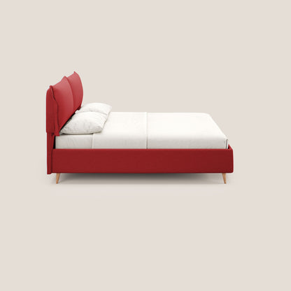 Elettra letto contenitore imbottito e sfoderabile con cuscini testata in tessuto impermeabile T13 rosso 