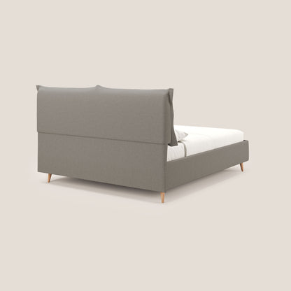 Elettra letto contenitore imbottito e sfoderabile con cuscini testata in tessuto impermeabile T13 tortora 