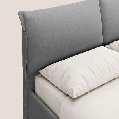 Elettra letto contenitore imbottito e sfoderabile con cuscini testata in tessuto impermeabile T13 grigio 