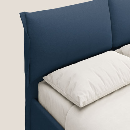Elettra letto contenitore imbottito e sfoderabile con cuscini testata in tessuto impermeabile T13 blu 