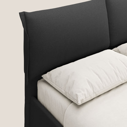 Elettra letto contenitore imbottito e sfoderabile con cuscini testata in tessuto impermeabile T13 antracite 