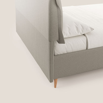 Elettra letto contenitore imbottito e sfoderabile con cuscini testata in tessuto impermeabile T13 panna 