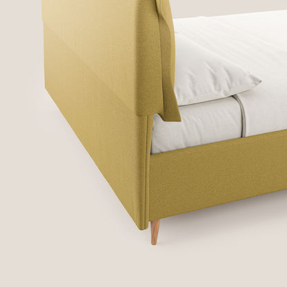 Elettra letto contenitore imbottito e sfoderabile con cuscini testata in tessuto impermeabile T13 giallo 