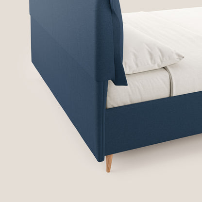 Elettra letto contenitore imbottito e sfoderabile con cuscini testata in tessuto impermeabile T13 blu 