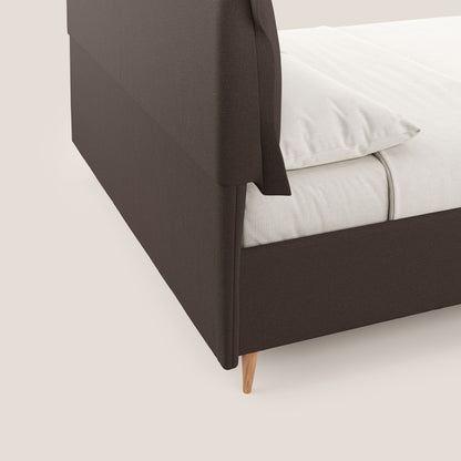 Elettra letto contenitore imbottito e sfoderabile con cuscini testata in tessuto impermeabile T13 marrone 