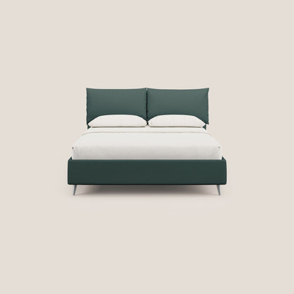 Elsa letto imbottito con vano contenitore in tessuto smacchiabile T05 verde 