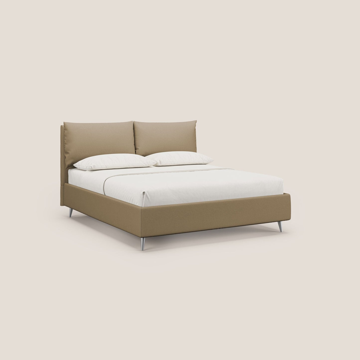 Elsa letto imbottito con vano contenitore in tessuto smacchiabile T05 beige 