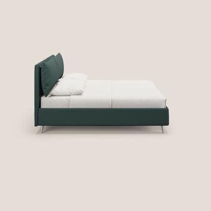 Elsa letto imbottito con vano contenitore in tessuto smacchiabile T05 verde 