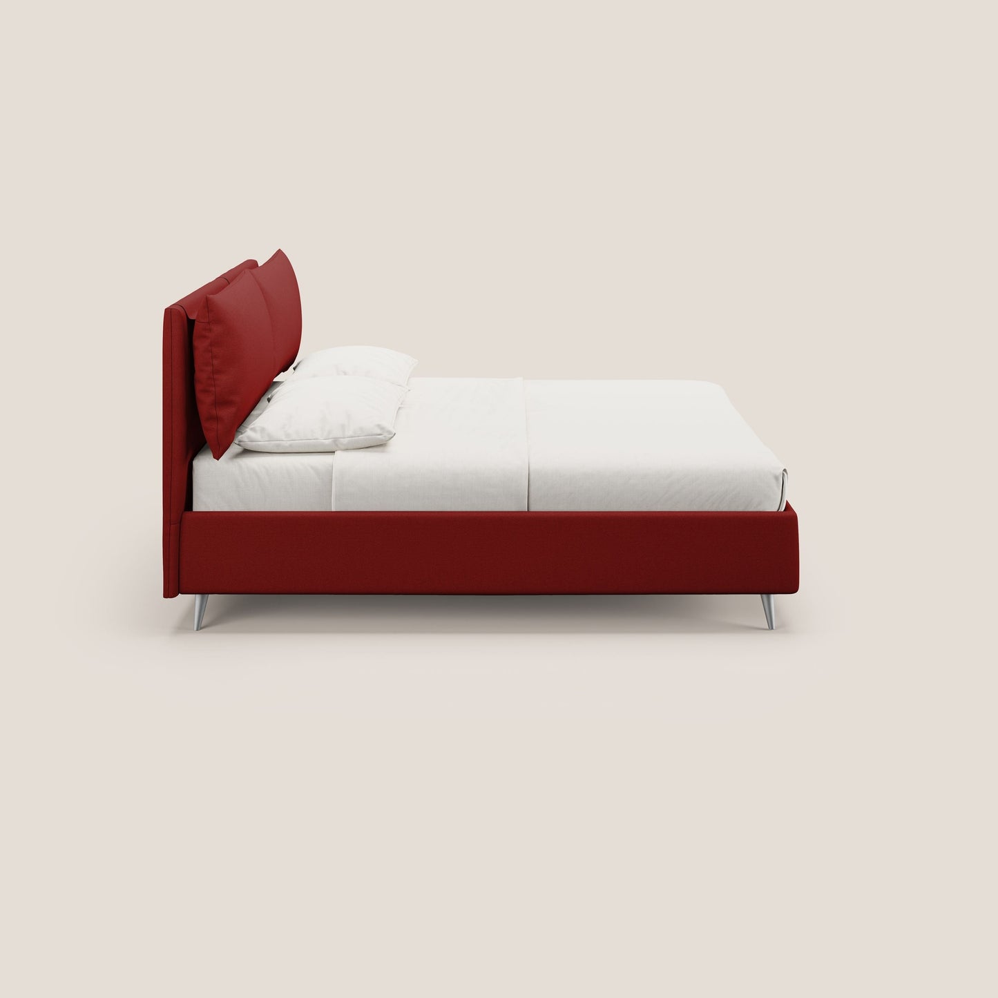 Elsa letto imbottito con vano contenitore in tessuto smacchiabile T05 rosso 