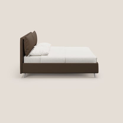 Elsa letto imbottito con vano contenitore in tessuto smacchiabile T05 marrone