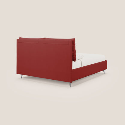 Elsa letto imbottito con vano contenitore in tessuto smacchiabile T05 rosso 