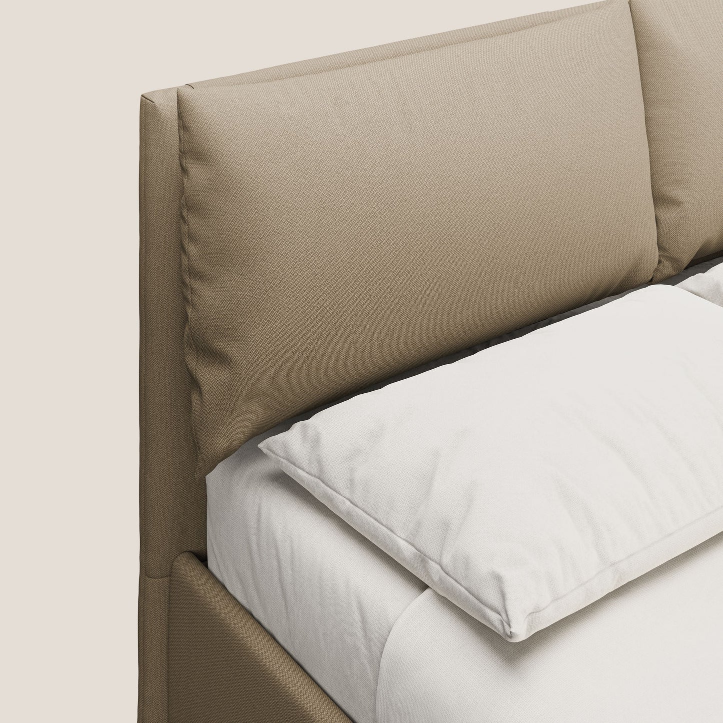 Elsa letto imbottito con vano contenitore in tessuto smacchiabile T05 beige 