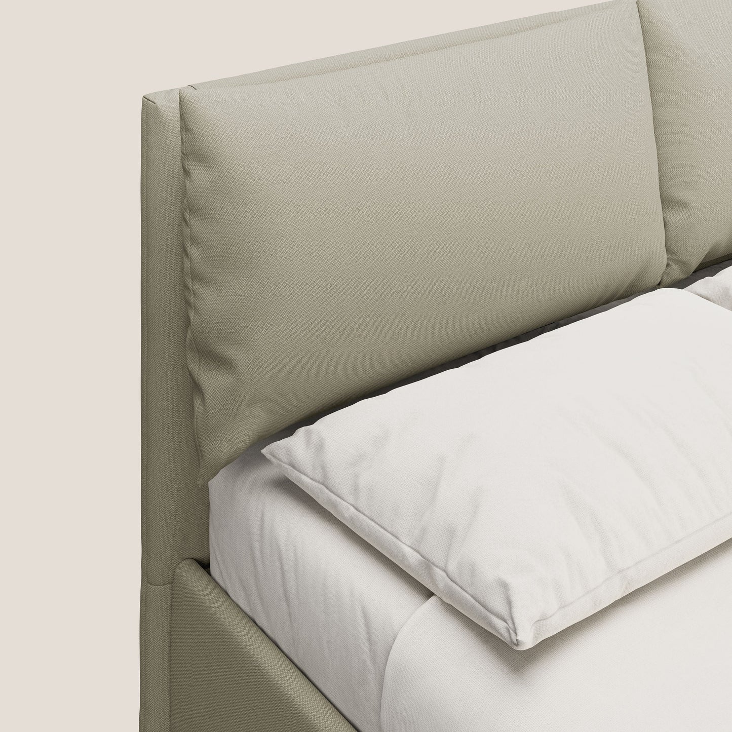 Elsa letto imbottito con vano contenitore in tessuto smacchiabile T05 panna 