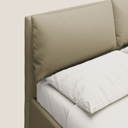 Elsa letto imbottito con vano contenitore in tessuto smacchiabile T05 cammello 