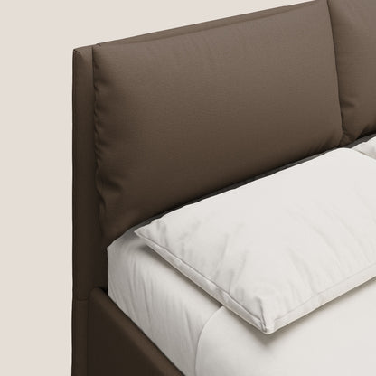Elsa letto imbottito con vano contenitore in tessuto smacchiabile T05 marrone