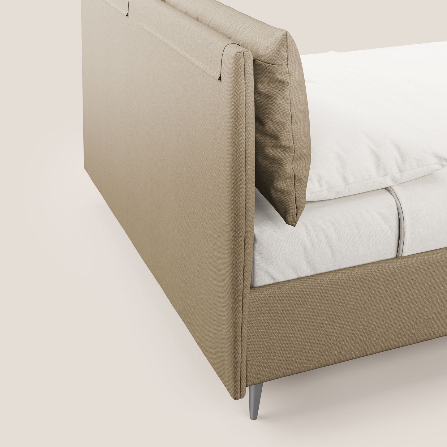 Elsa letto imbottito con vano contenitore in tessuto smacchiabile T05 beige 