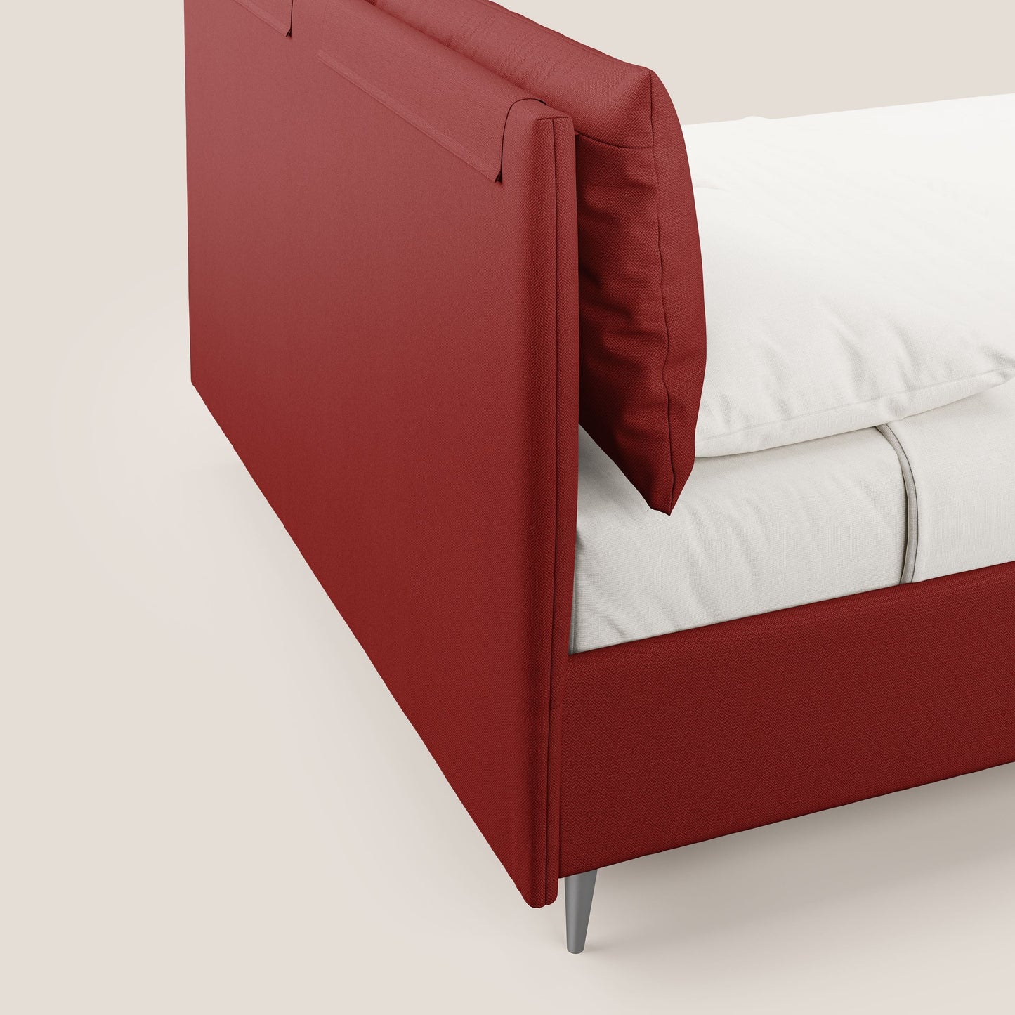 Elsa letto imbottito con vano contenitore in tessuto smacchiabile T05 rosso 