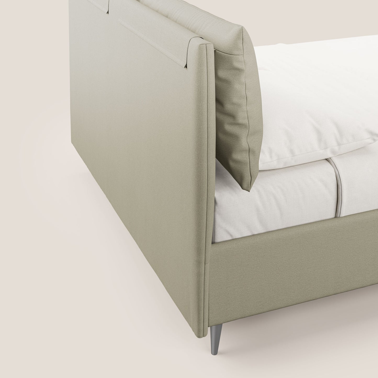 Elsa letto imbottito con vano contenitore in tessuto smacchiabile T05 panna 