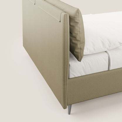 Elsa letto imbottito con vano contenitore in tessuto smacchiabile T05 cammello 