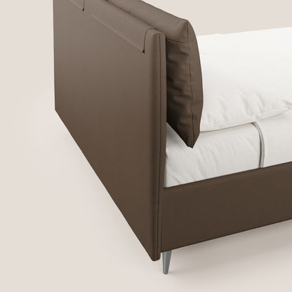 Elsa letto imbottito con vano contenitore in tessuto smacchiabile T05 marrone