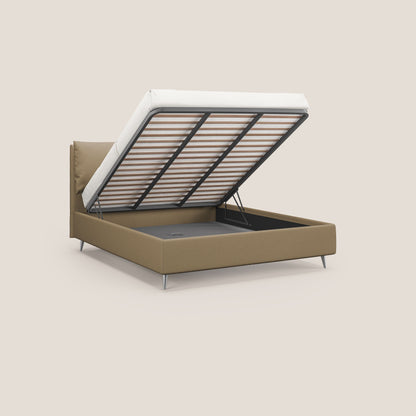 Elsa letto imbottito con vano contenitore in tessuto smacchiabile T05 beige 