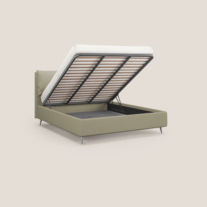 Elsa letto imbottito con vano contenitore in tessuto smacchiabile T05 panna 